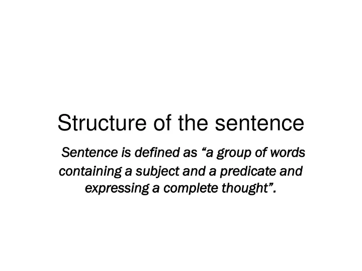 structure of the sentence sentence is defined
