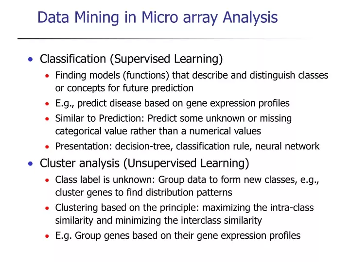 data mining in micro array analysis