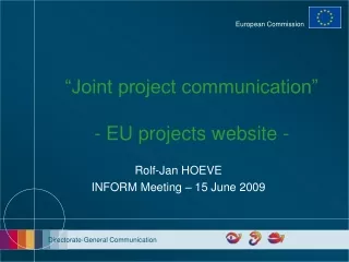 “Joint project communication” - EU projects website -