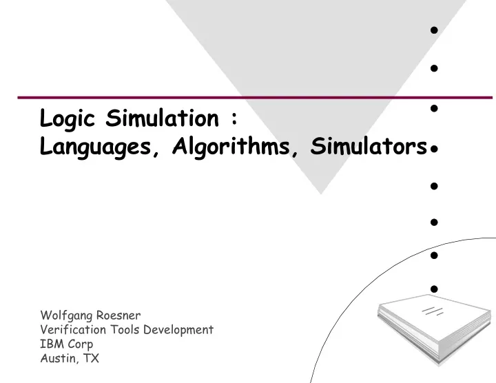 logic simulation languages algorithms simulators