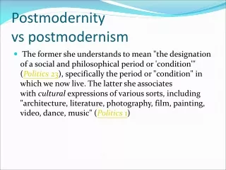 Postmodernity vs  postmodernism