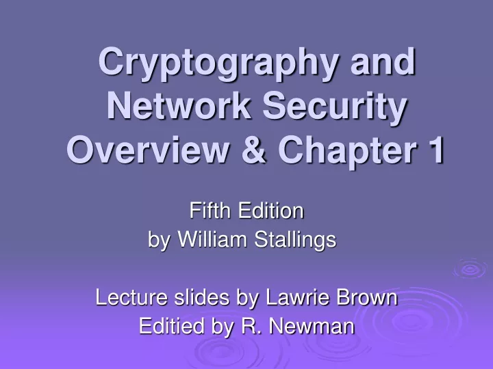 cryptography and network security overview chapter 1