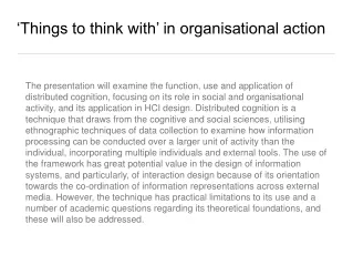 ‘Things to think with’ in organisational action
