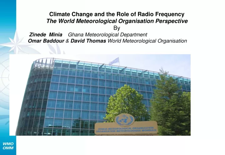 climate change and the role of radio frequency the world meteorological organisation perspective by