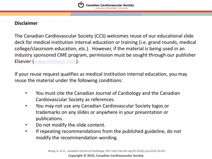 disclaimer the canadian cardiovascular society
