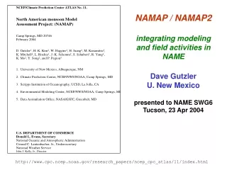 NAMAP / NAMAP2 integrating modeling  and field activities in NAME Dave Gutzler U. New Mexico