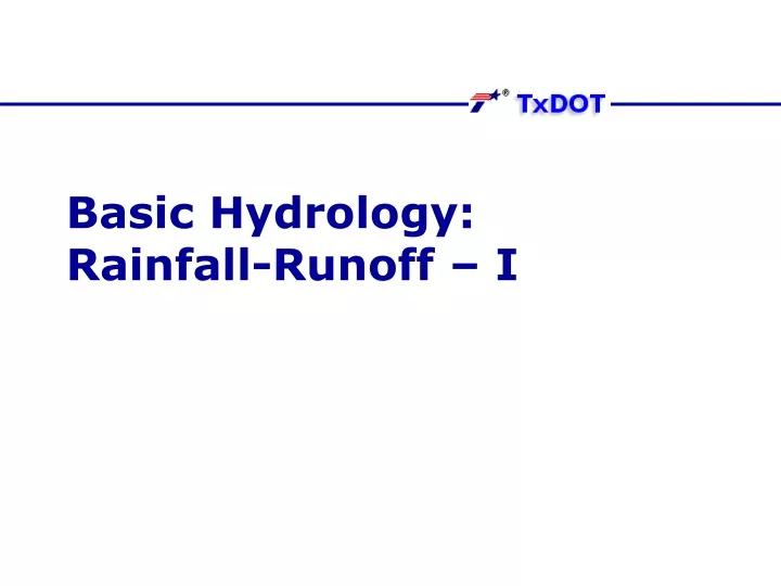 basic hydrology rainfall runoff i