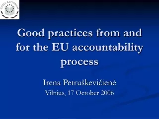 Good practices from and for the EU accountability process