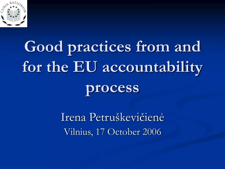 good practices from and for the eu accountability process