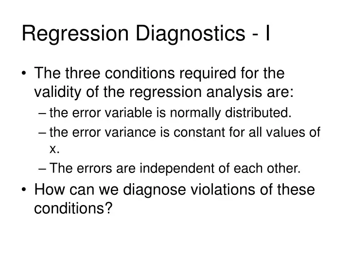 regression diagnostics i