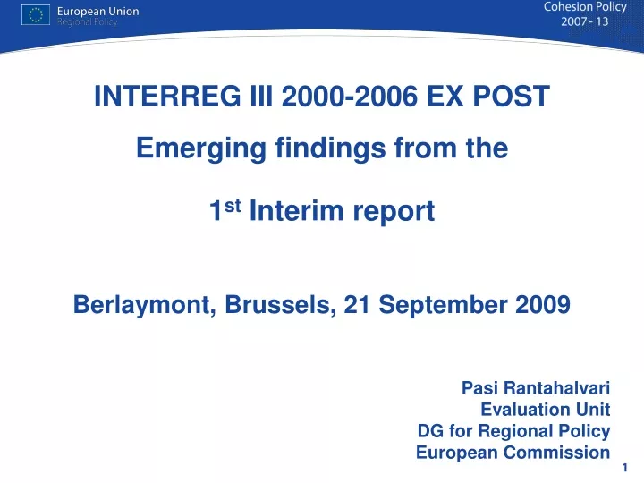 interreg iii 2000 2006 ex post emerging findings