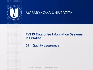 PV213 Enterprise Information Systems in Practice 0 4  –  Quality assurance