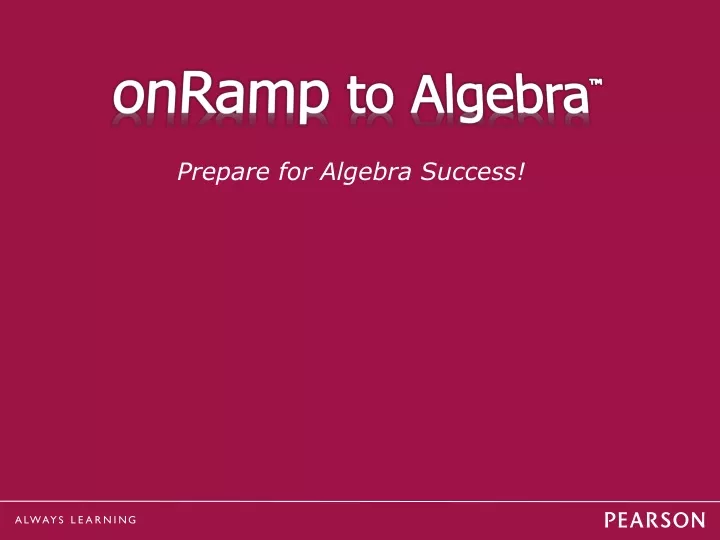 onramp to algebra