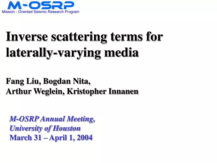 inverse scattering terms for laterally varying