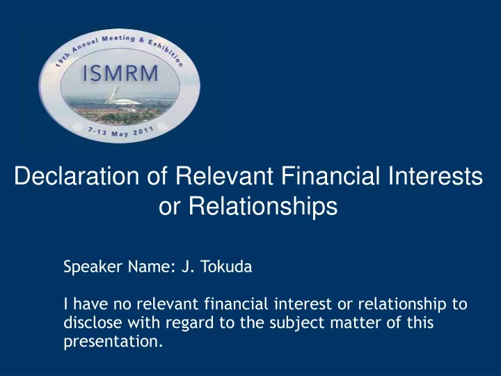 declaration of relevant financial interests or relationships