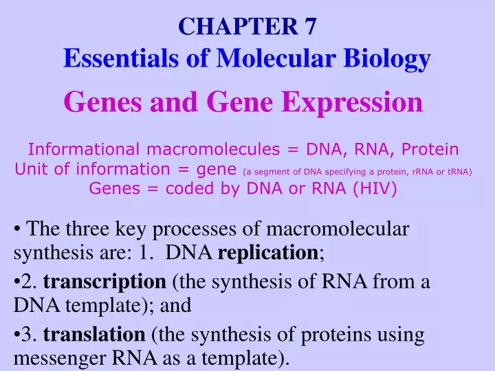 genes and gene expression informational