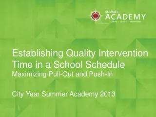 Establishing Quality Intervention Time in a School Schedule