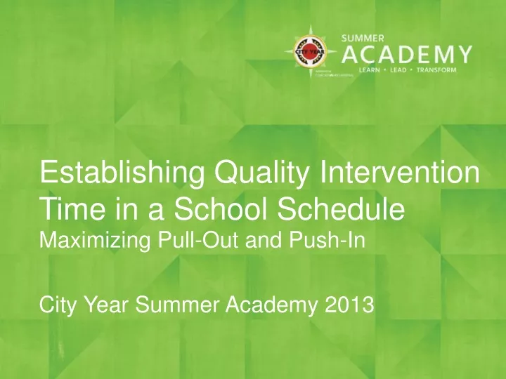 establishing quality intervention time in a school schedule