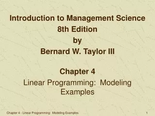Chapter 4 Linear Programming:  Modeling Examples