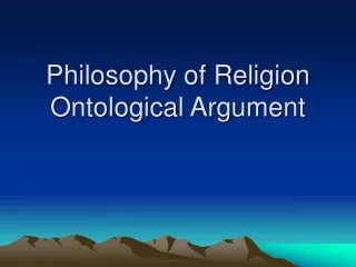 Philosophy of Religion Ontological Argument