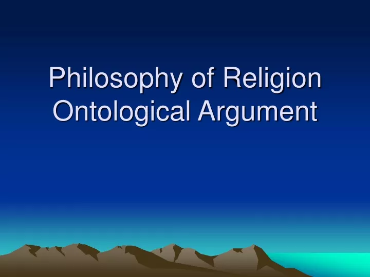 philosophy of religion ontological argument