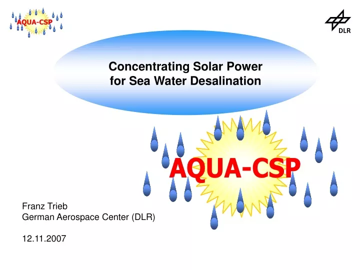 concentrating solar power for sea water