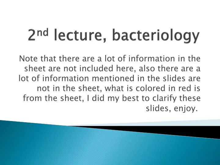 2 nd lecture bacteriology