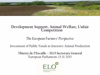 Development Support, Animal Welfare, Unfair Competition The European Farmers’ Perspective
