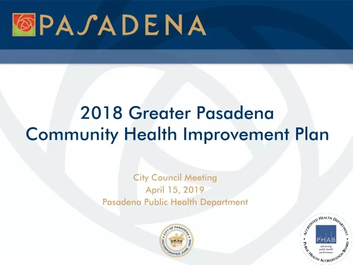 2018 greater pasadena community health improvement plan