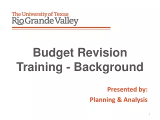 Budget Revision Training - Background