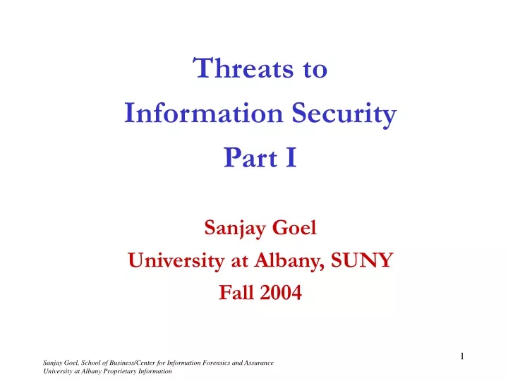 threats to information security part i sanjay