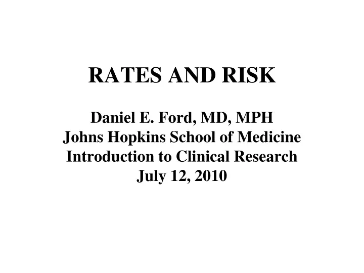 rates and risk
