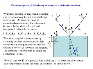 Electromagnetic (E-M) theory of waves at a dielectric interface