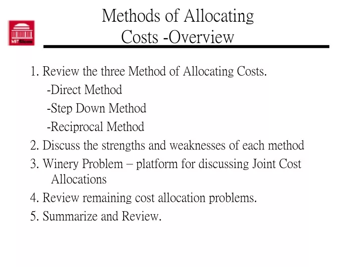 methods of allocating costs overview