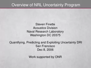 Overview of NRL Uncertainty Program