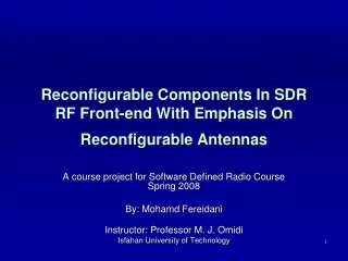 Reconfigurable Components In SDR RF Front-end With Emphasis On Reconfigurable Antennas