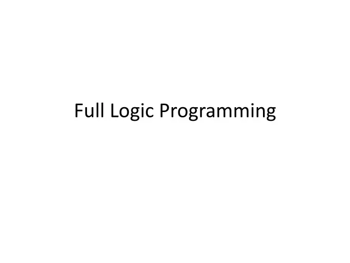 full logic programming