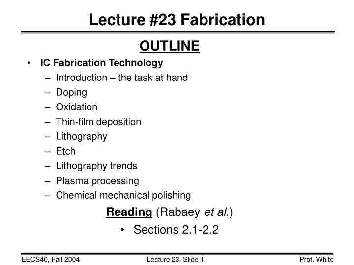 lecture 23 fabrication