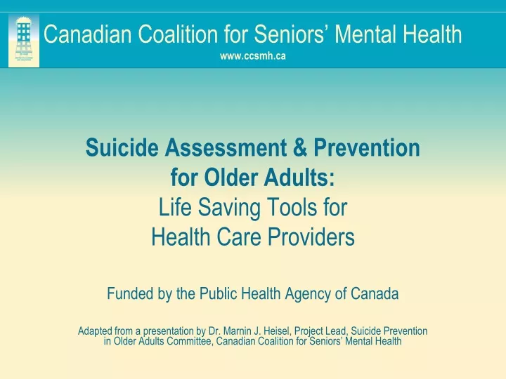 canadian coalition for seniors mental health www ccsmh ca