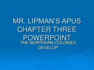 MR. LIPMAN’S APUS CHAPTER THREE POWERPOINT