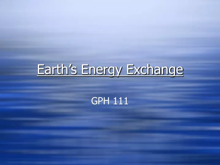 earth s energy exchange