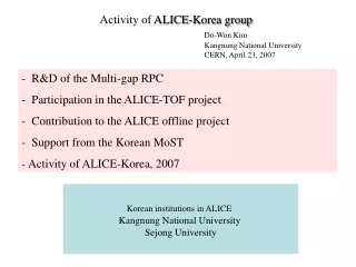 Activity of  ALICE-Korea group Do-Won Kim