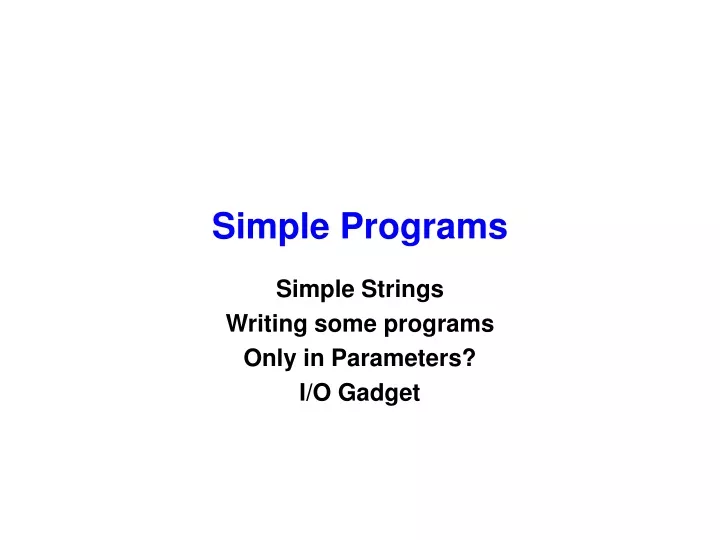 simple programs