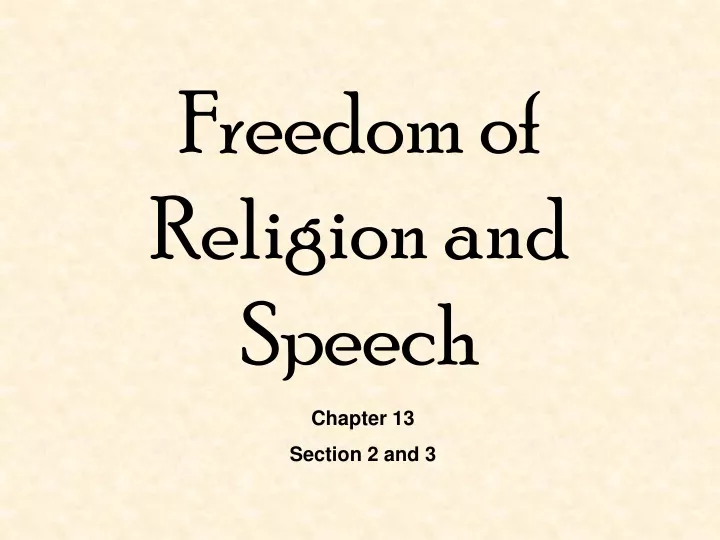 freedom of religion and speech