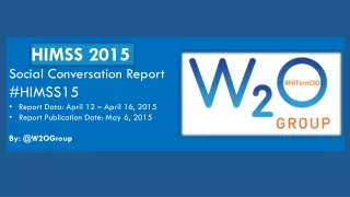 Social Conversation Report #HIMSS15 Report Data: April 12 – April 16, 2015