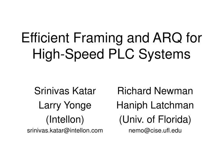 efficient framing and arq for high speed plc systems
