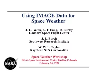 Using IMAGE Data for  Space Weather