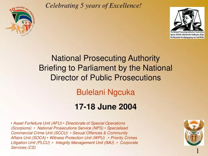 national prosecuting authority briefing