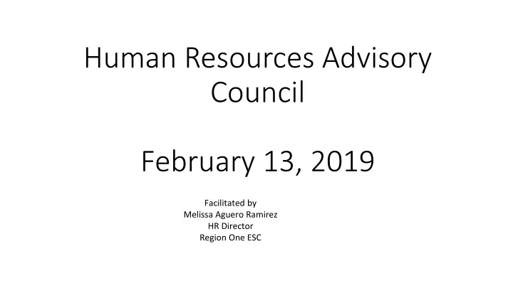 human resources advisory council february 13 2019