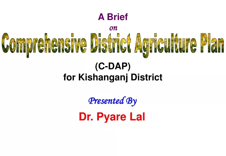 a brief on c dap for kishanganj district